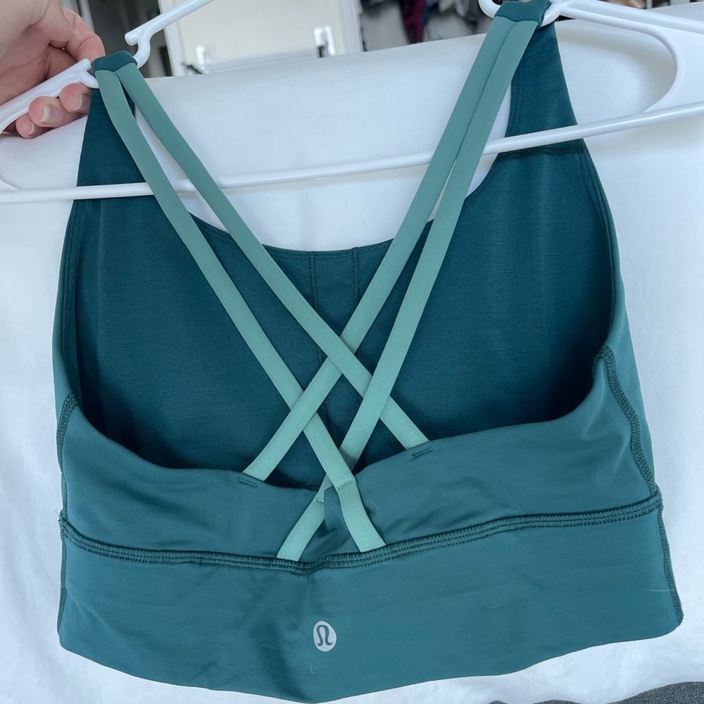Lululemon Athletica, energy, long line bra, green color, size 6